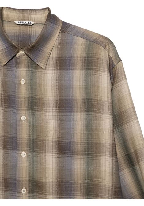 super light wool checkman brown and green AURALEE | A25AS01LCBROWN BLUE CHECK